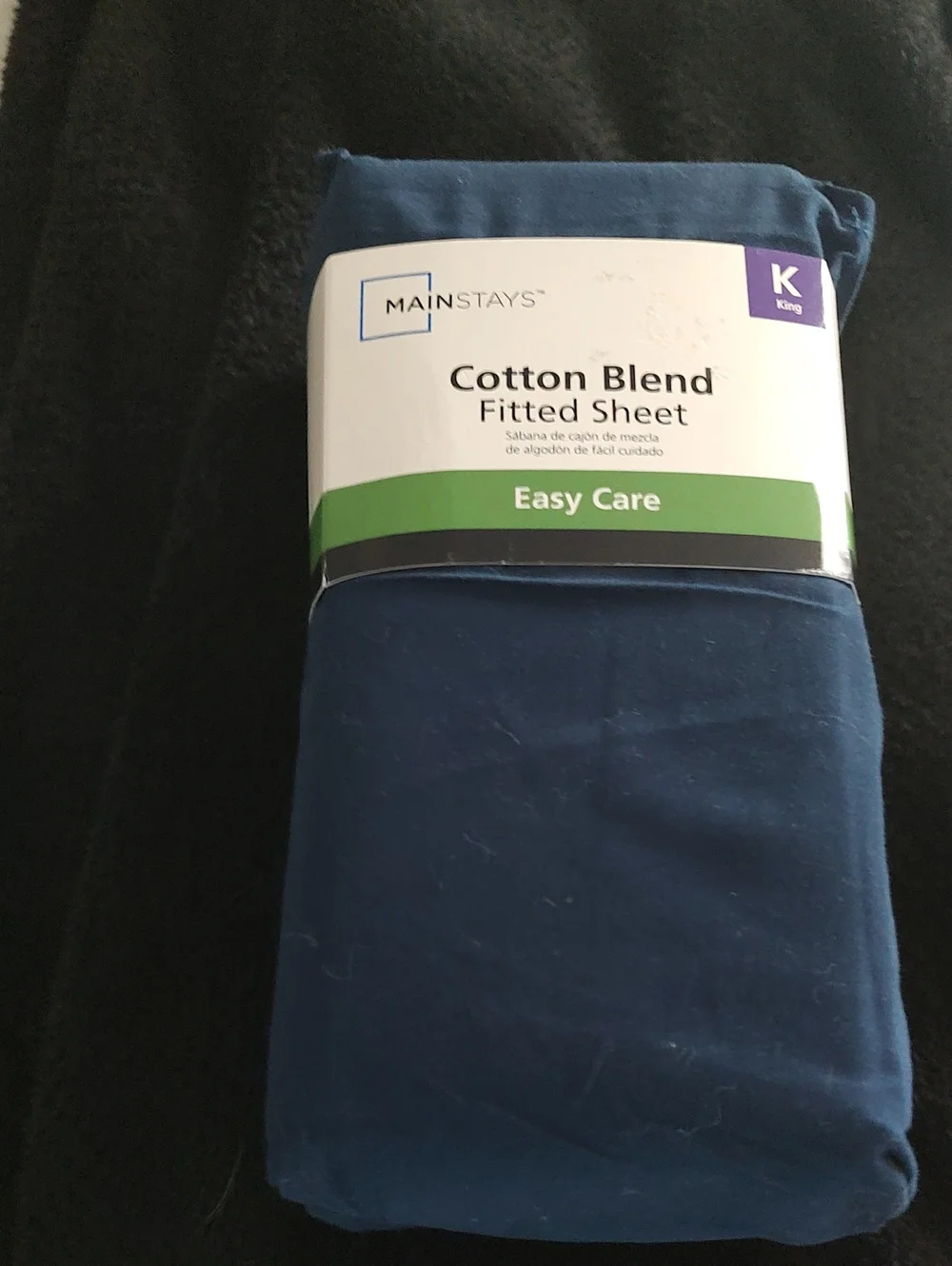New Mainstays Navy Cotton Blend King Size Fitted Sheet